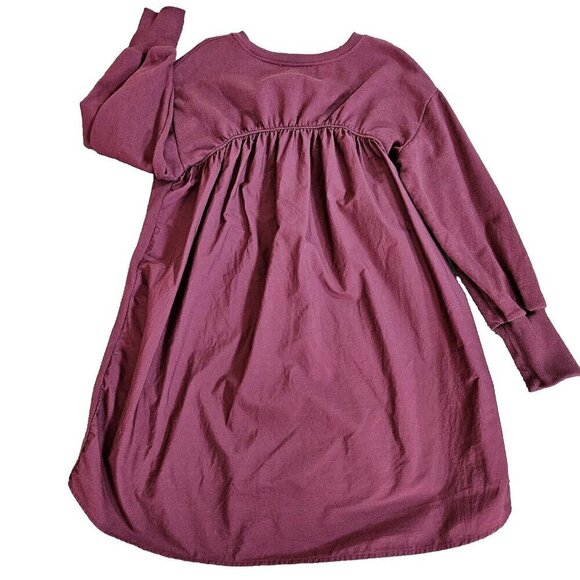 Zara Sweater Dress Womens M Burgundy LS Strech Pleated Back Short Preppy - Picture 14 of 16